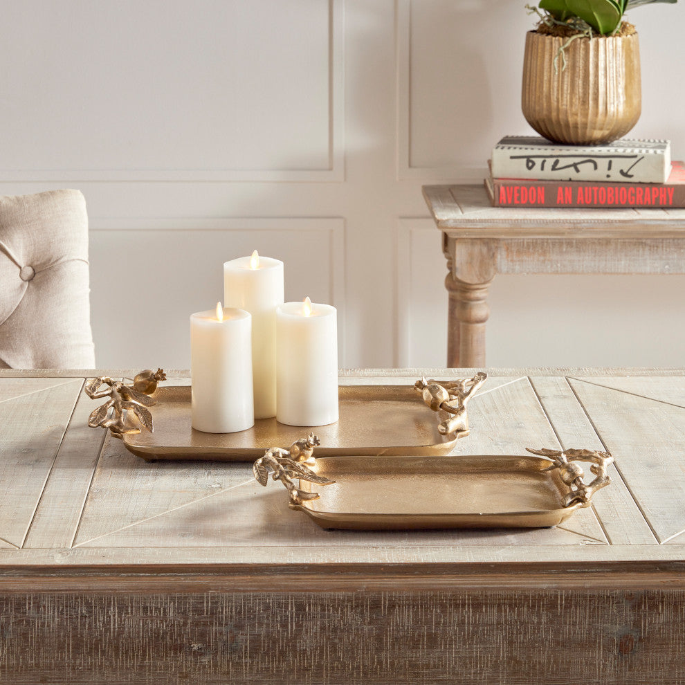 Pomegranate Branch Decorative Trays, Set of 2