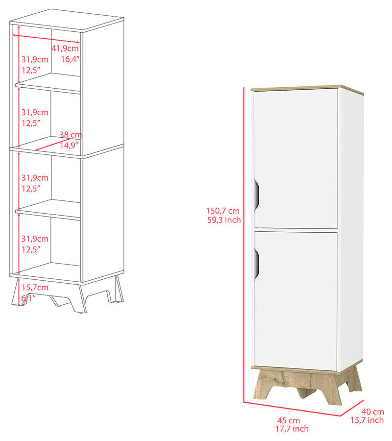 Single Kitchen Pantry Wallas, Kitchen, Light Oak / White
