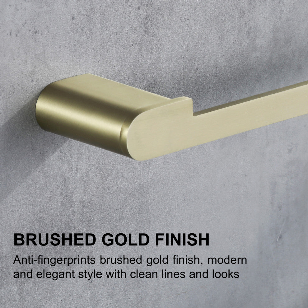 4-Piece Bathroom Wall Mount Towel Rack Set, Brushed Gold