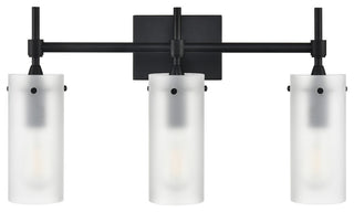 Effimero 3-Light Wall Sconce, Black With Frosted Glass