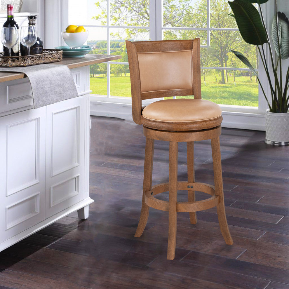 Augusta Swivel Bar Stool, Chestnut Wire-Brush