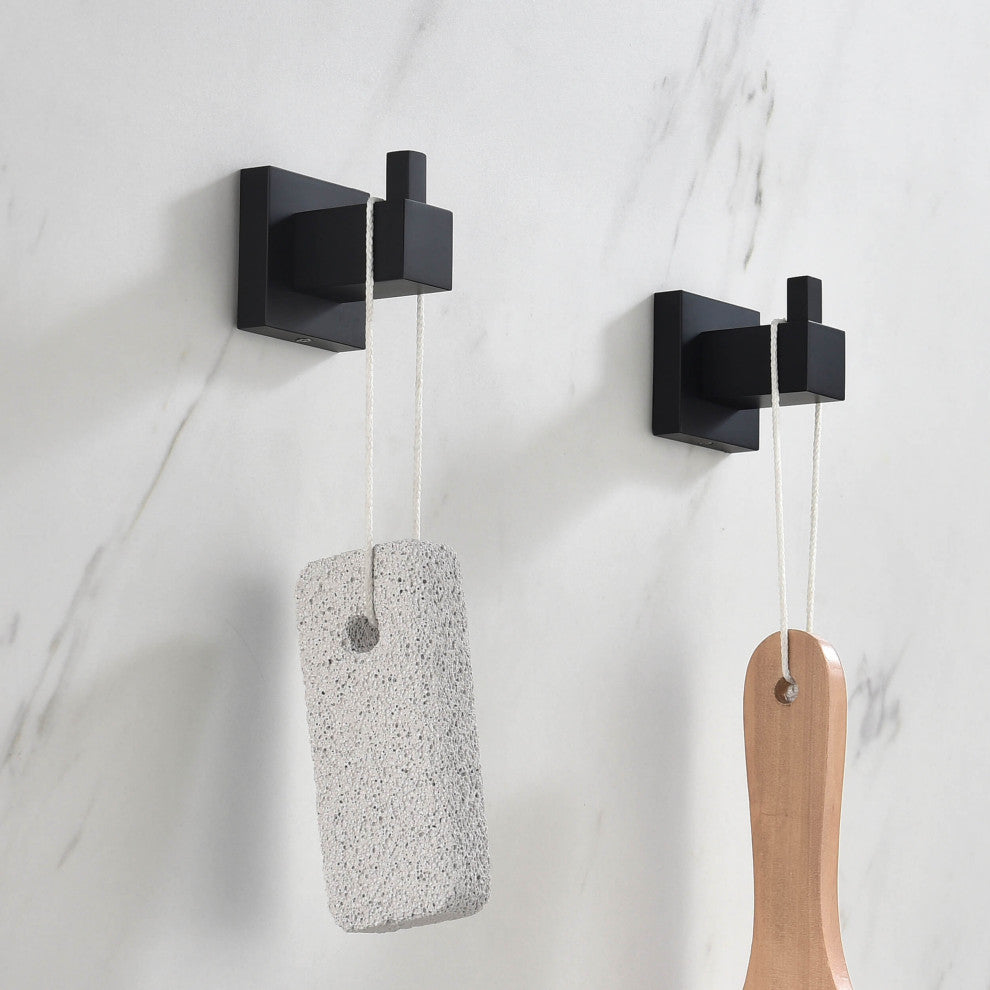 Cube 4-Piece Bathroom Hardware Set, Matte Black