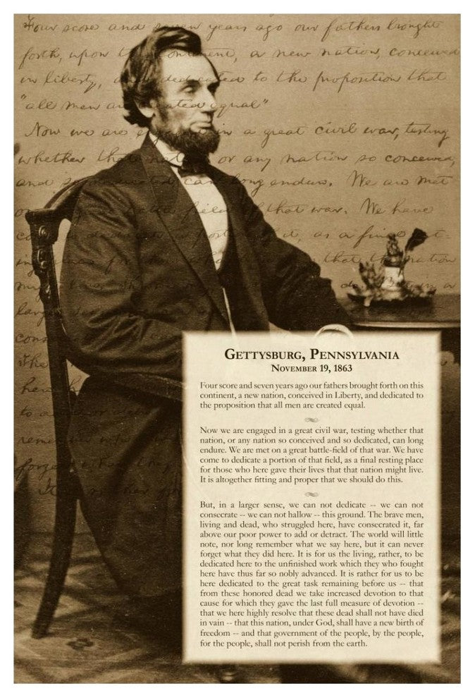"Abraham Lincoln - Gettysburg Address" Digital Paper Print by BG.Studio, 14"x20"