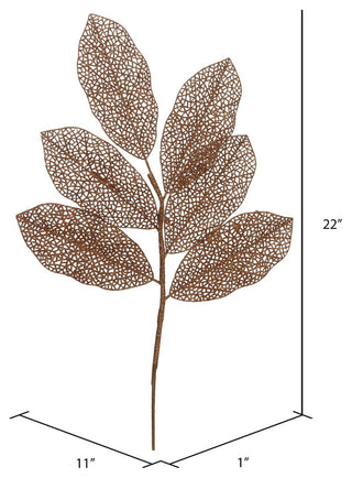Vickerman L154228 22" Copper Glitter Magnolia Artificial Christmas Spray