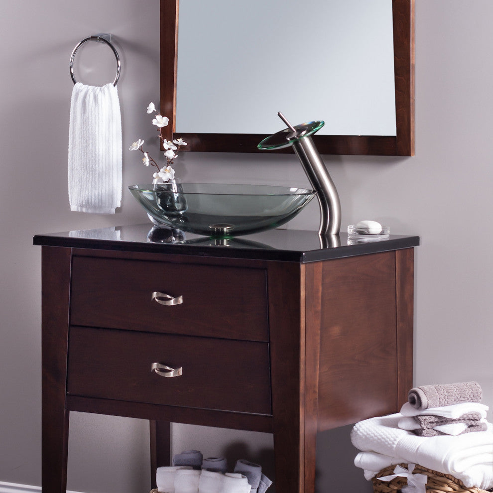 Ovale Clear Tempered Glass Vessel Bathroom Sink