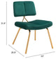 Dining Chair, Set of 2, Steel Metal, Fabric, Green, Gold, Kitchen Cafe Bistro