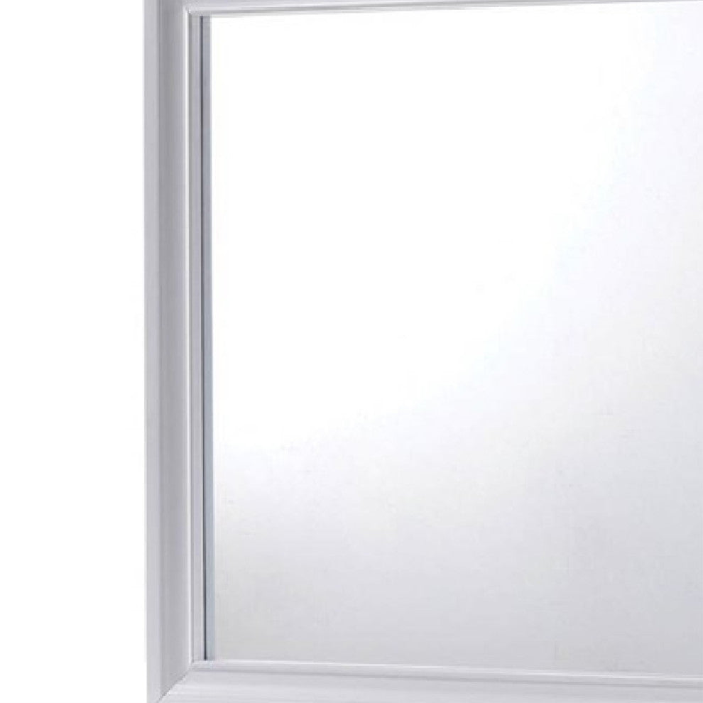 Wall Mirror with Molded Wooden Frame, White