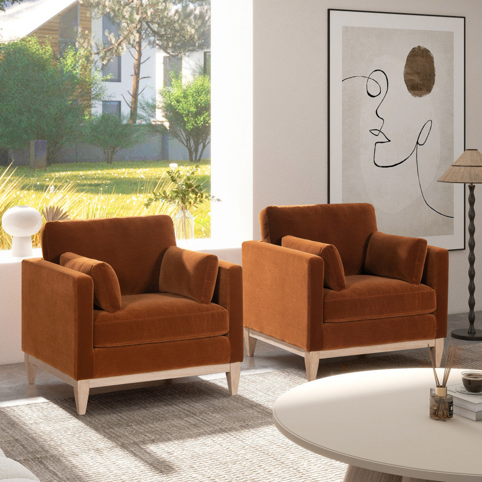 Knox 36" Modern Farmhouse Arm Chair, Burnt Orange Performance Velvet