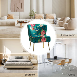 Accent Side Chair With Tufted Back, Blue