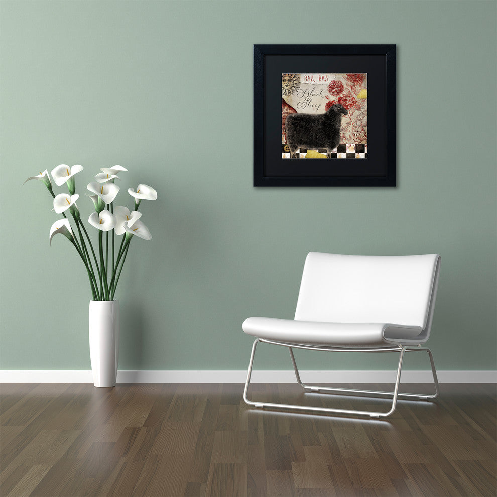 Color Bakery 'Baa Baa Black Sheep', Black Frame, Black Mat, 11x11