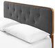 Platform Bed Frame, Queen Size, Fabric, Wood, Brown Walnut Gray, Modern