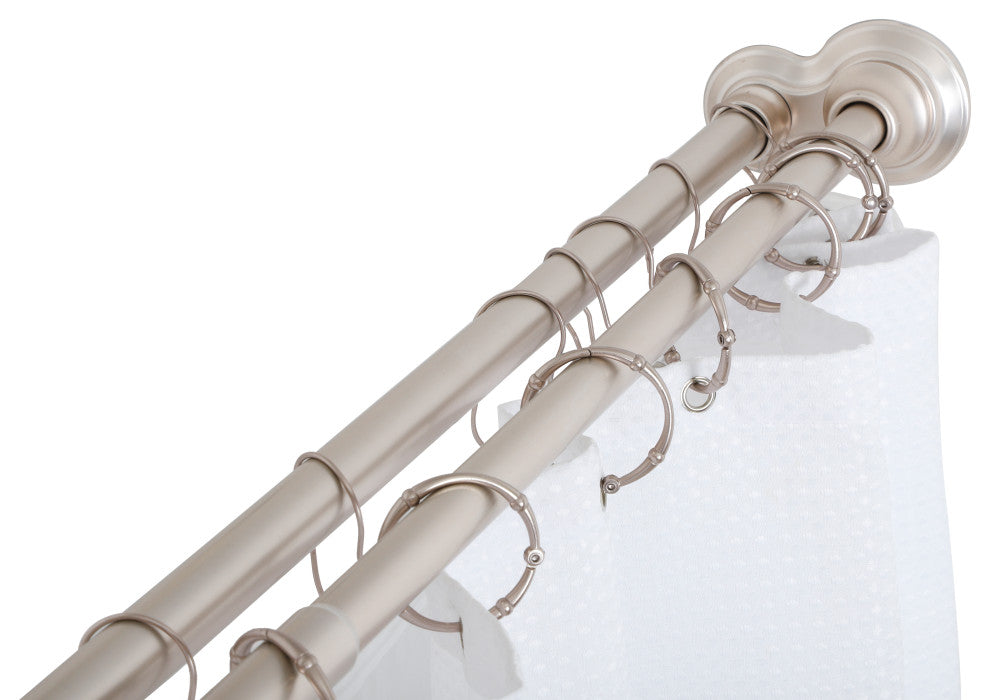 Utopia Alley Rustproof Aluminum Double Tension Straight Shower Curtain Rod 42-72, Brushed Nickel
