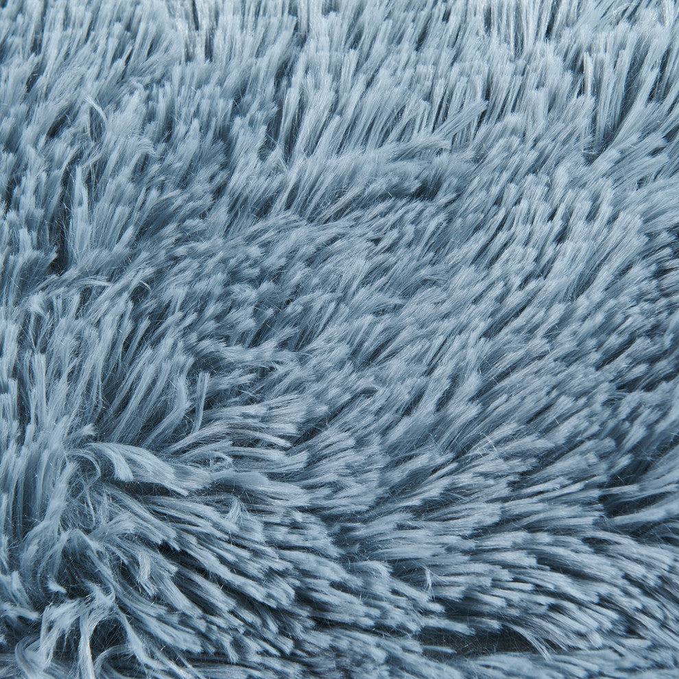 Shaggy Faux Fur Pillow Cover, Silver Blue, Set of 2, 14"x26"