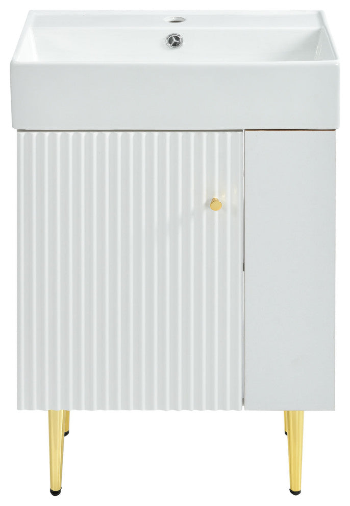 TATEUS 21.6 inch Single Ceramic Vessel Sink Bathroom Storage Cabinet, Right Side Storge