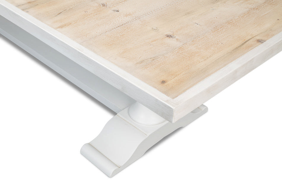 108 White Rectangular Trestle Dining Table for 8 People