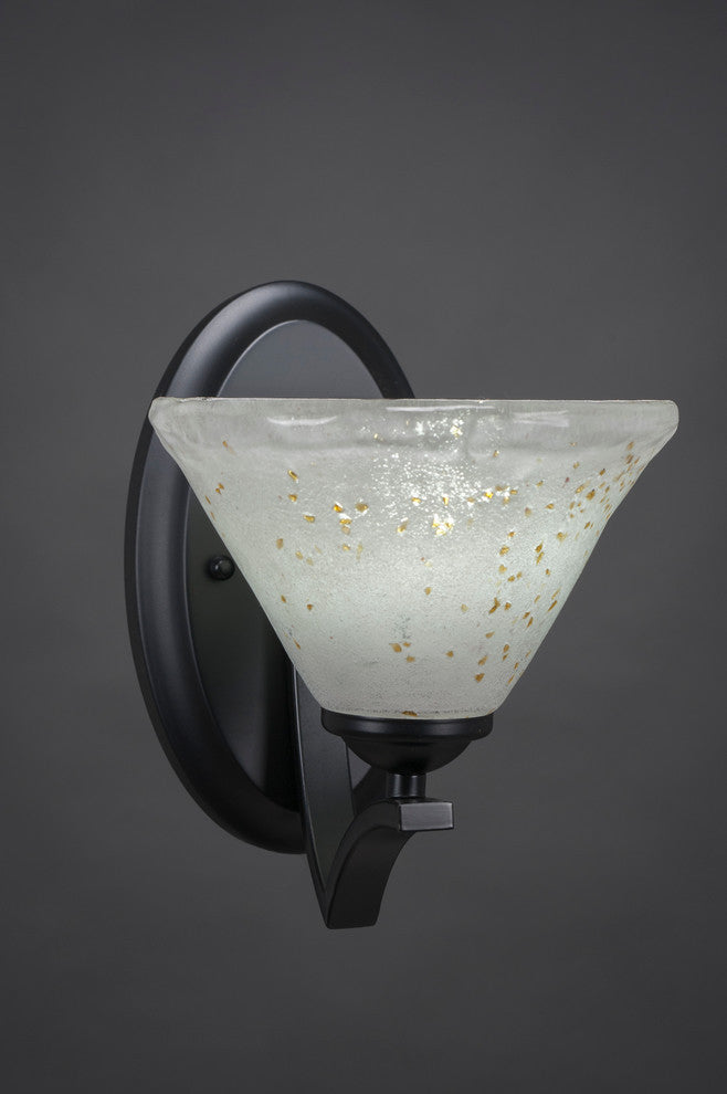 Zilo Wall Sconce, Matte Black, 7" Gold Ice Glass