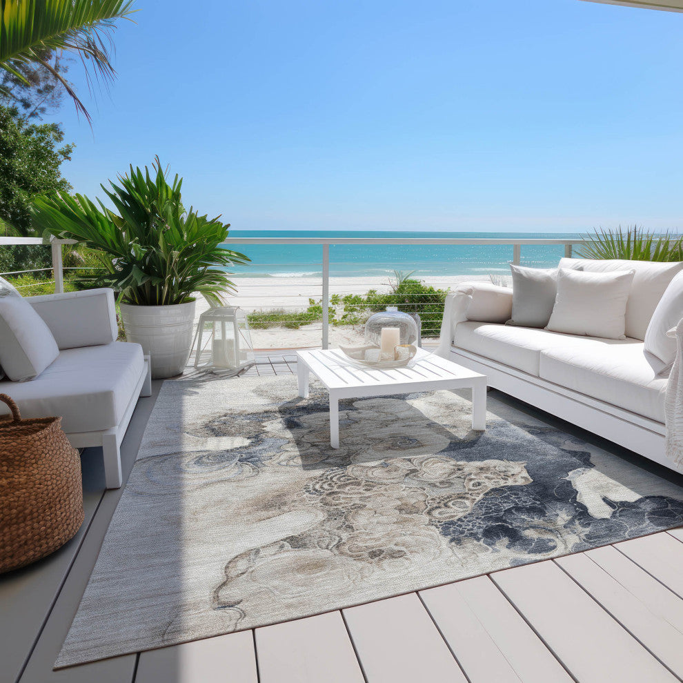 Machine Washable Indoor/Outdoor Chantille ACN1860 Ivory 8' x 10' Rug