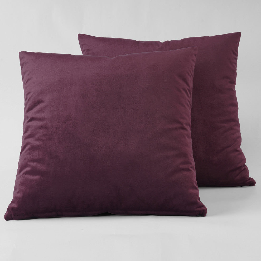 Heritage Plush Velvet Cushion Cover Pair, Winter Plum, 18w X 18l