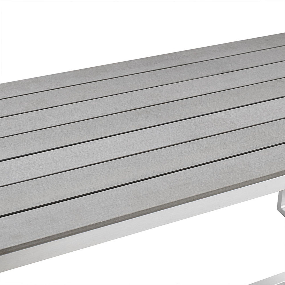 50" Aluminum Patio Outdoor Dining Bench - Grey