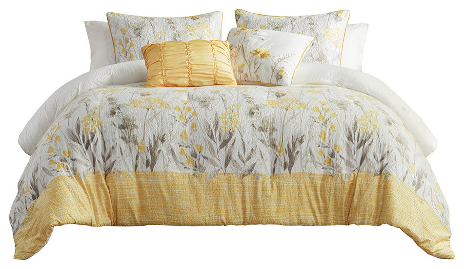Madison Park Prairie 5 Piece Seersucker Comforter Set With Throw Pillows