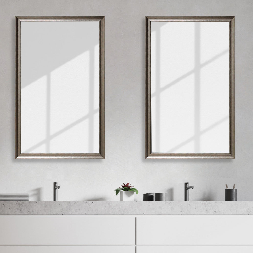 Crenshaw Framed Wall Mirror, Pewter, 34"x44"