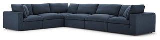 Commix Down Filled Overstuffed 6 Piece Sectional Sofa Set Azure