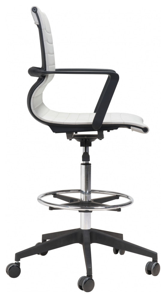 Mod Black and White Faux Leather Drafting Chair