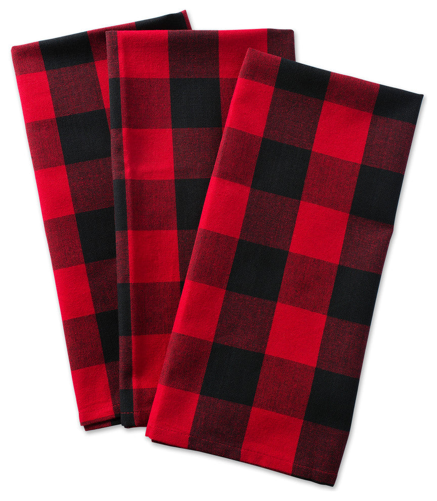 DII Red Buffalo Check Dishtowel, Set of 3