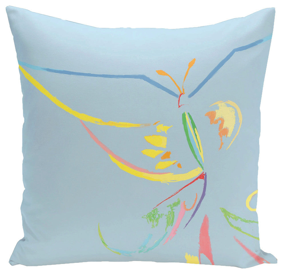 Polyester Decorative Outdoor Pillow, Butterfly, 18"x18"