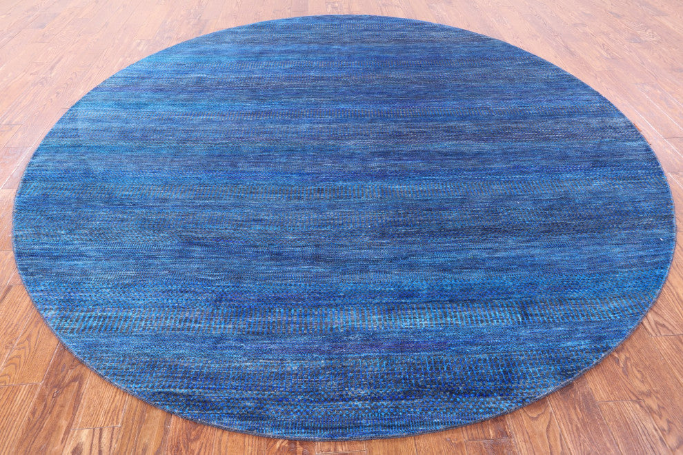 9' Round Hand-Knotted Wool and Silk Super Savannah Gabbeh Rug Q6872