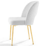 Modern Designer Dining Room Side Chair, Velvet Fabric Metal Steel, White