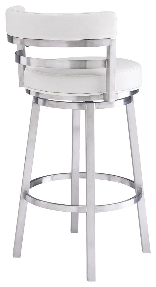 Madrid Contemporary 30" Bar Height Barstool in Brushed Stainless Steel Finish