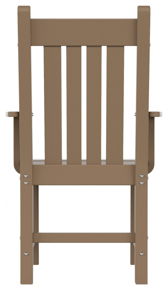 WestinTrends Patio Garden Poly Lumber Dining Arm Chair Indoor Outdoor Furniture, Weathered Wood