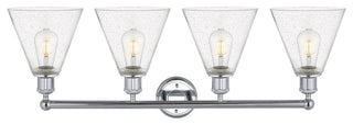 Berkshire 4-Light 35" Bath Vanity Light, Polished Chrome Finish, Seedy Shade