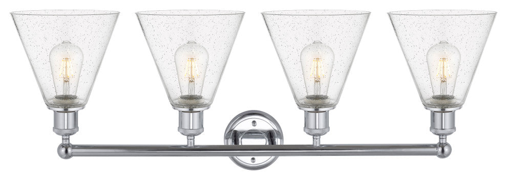 Berkshire 4-Light 35" Bath Vanity Light, Polished Chrome Finish, Seedy Shade