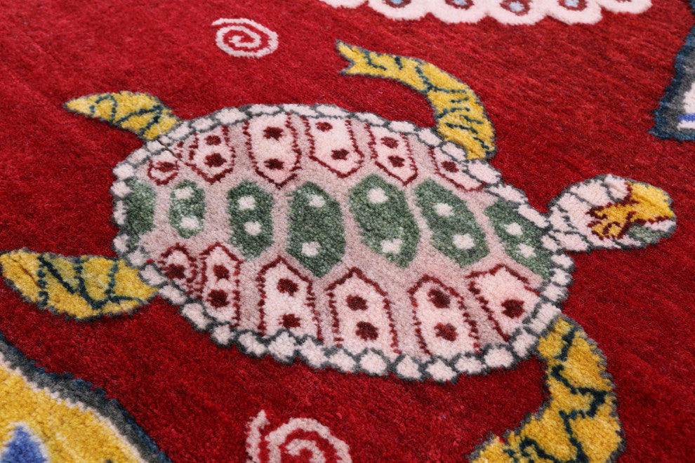 Handmade Gabbeh Turtle Design Wool Rug 5' 2" X 7' 1" - Q13526