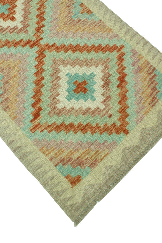 Sun Faded Flatweave Artie Red/Beige Runner, 2'8 x 9'9