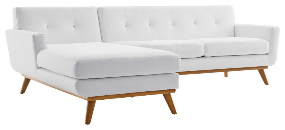 Engage Left-Facing Upholstered Fabric Sectional Sofa - White
