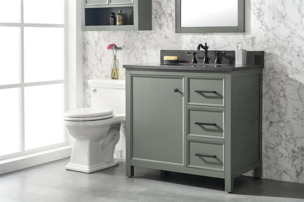 36" Single Sink Vanity Cabinet, Pewter Green