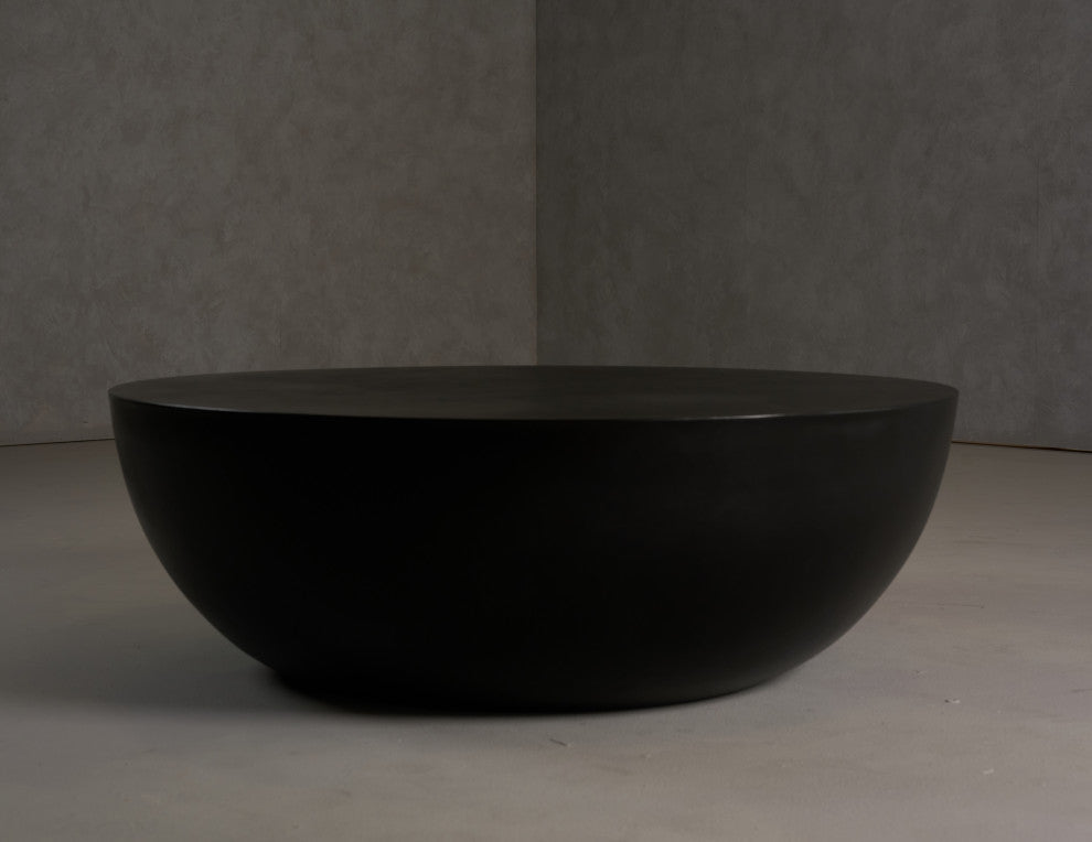 Modrest Bronte Modern Black Concrete Round Coffee Table