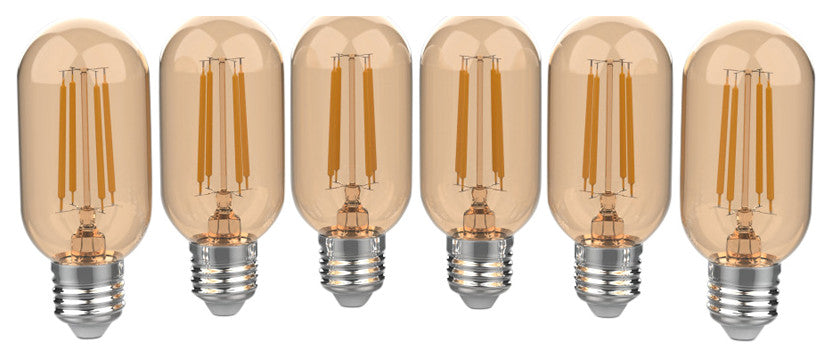 Non-Dimmable T45-4W LED Edison Bulbs, E26 Base, 80+ CRI, 350 Lumens, Pack of 6