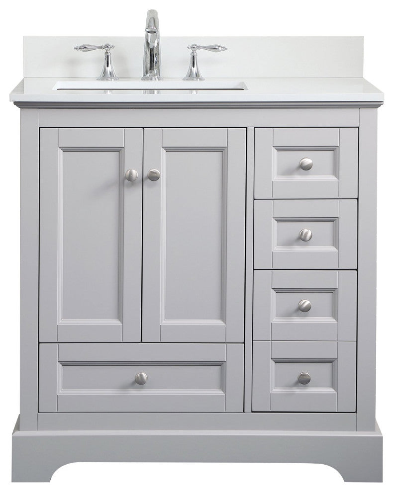 Elegant VF15532GR-BS 32"Single Bathroom Vanity, Gray With Backsplash