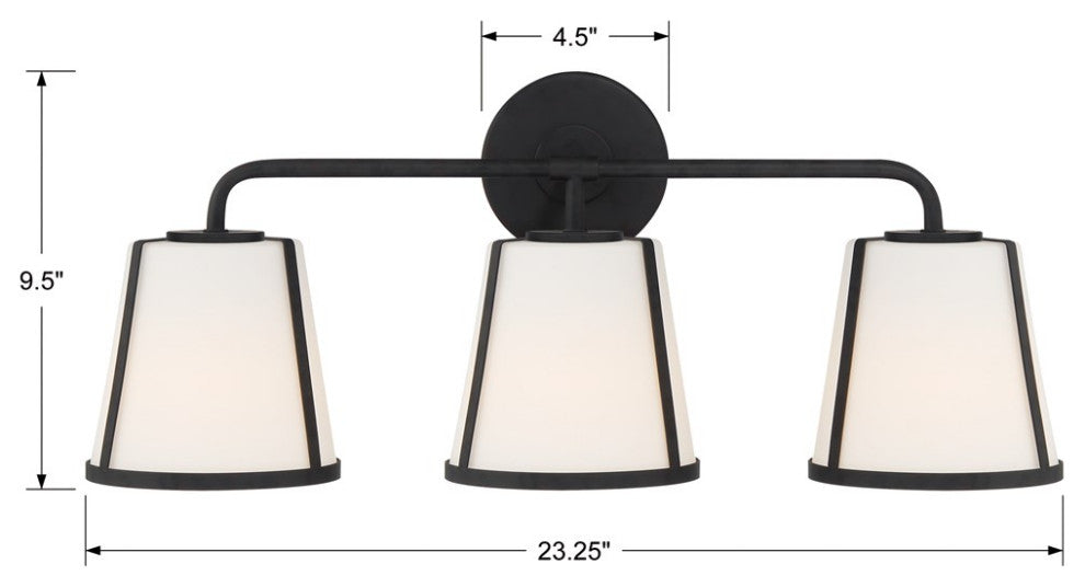 Crystorama Fulton 3 Light Bath Vanity FUL-913-BK, Black