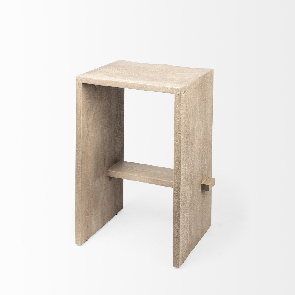 Aida Light Gray Solid Wood Counter Stool