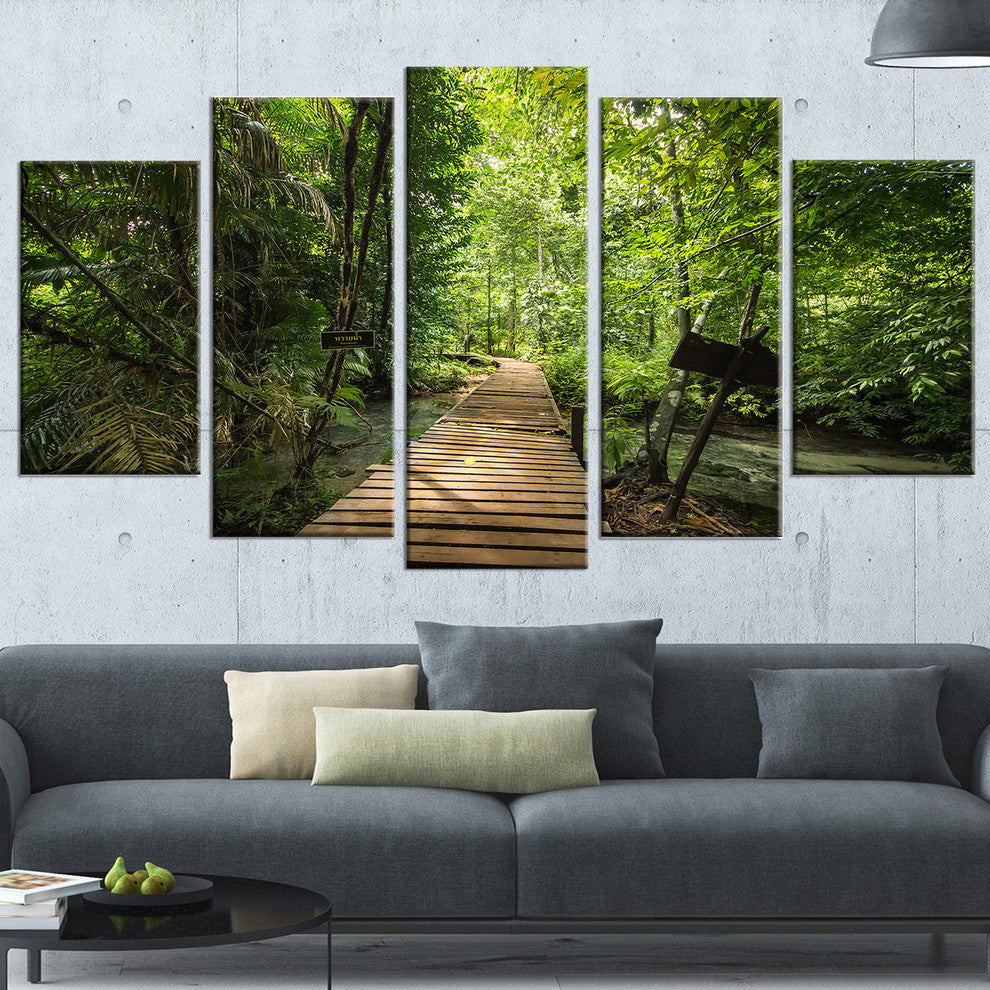"Forest Way to Emerald Pool" Landscape Canvas Photo Print, 5 Panels, 60"x32"