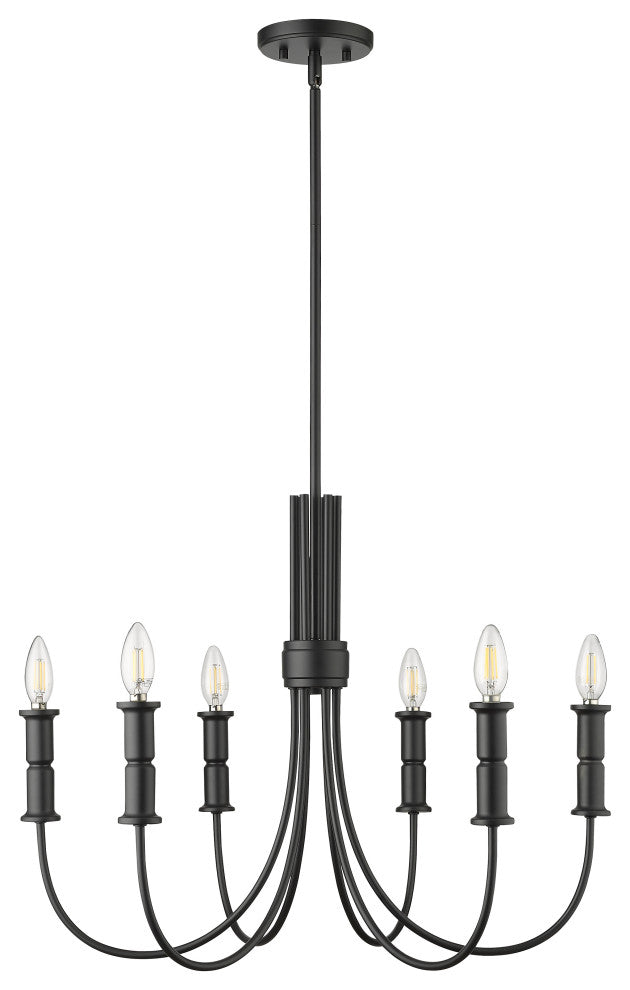 6 Light 26 in. Matte Black Chandelier