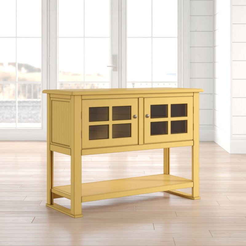 Eagle's Console/Sofa Table With Glass Doors, Antique Black