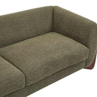 CKH 82" Boucle Sherpa Upholstered Sofa, Olive Green