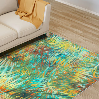 Life of the Party I Abstract Art Area Rug, Power-Loomed, 5'x7.5'