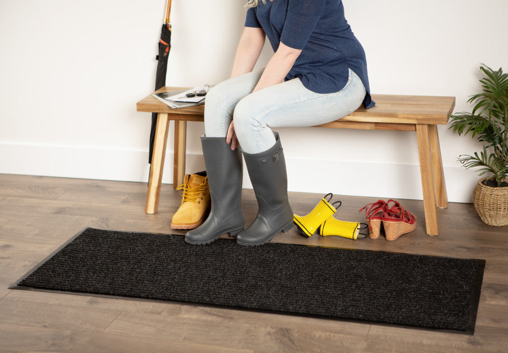 Charcoal Ribbed Walk Off Utility Runner 22"x60"